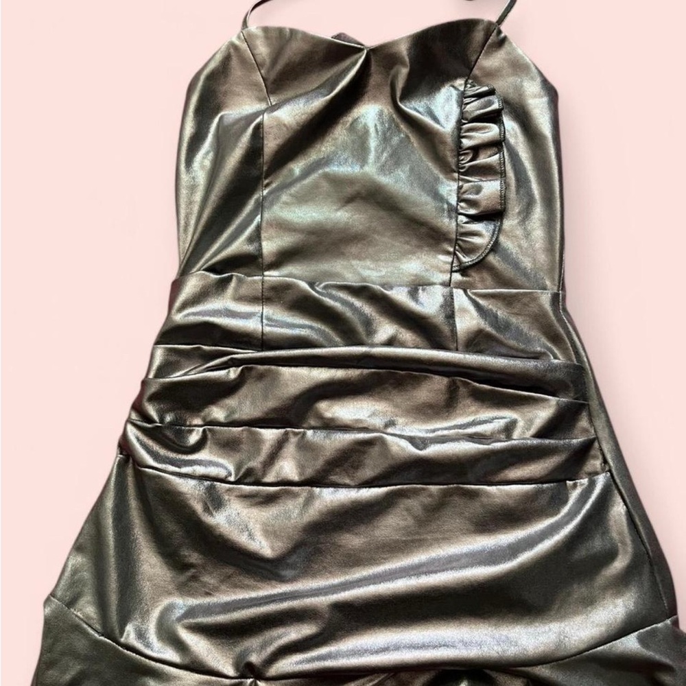 Shiny Silver Halter Dress